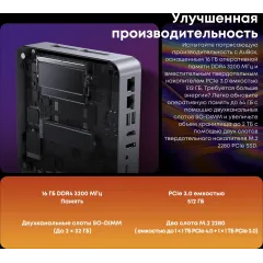 ПК Мини Chuwi AuBox Core i9 13900HK (2.6) 16Gb SSD512Gb Iris Xe Windows 11 Pro 2x2.5GbitEth WiFi BT 120W серебристый/черный