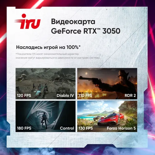ПК IRU Tactio 310H6GE MT i3 12100F (3.3) 16Gb SSD512Gb RTX3050 6Gb без ОС GbitEth 500W черный (RUS) (2116838)