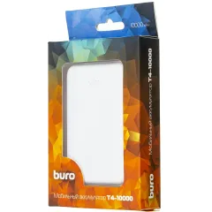 Мобильный аккумулятор Buro T4-10000 10000mAh 10W 2A 2xUSB-A белый (T4-10000-WT)