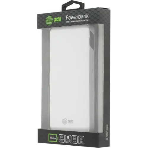 Мобильный аккумулятор Cactus CS-PBFSKT-10000 10000mAh 10.5W 2.1A 2xUSB-A/USB-C белый