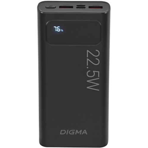 Мобильный аккумулятор Digma DGPF20A 20000mAh QC3.0/PD3.0 22.5W 3A 2xUSB-A/USB-C черный (DGPF20A22PBK)