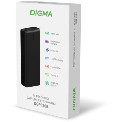 Мобильный аккумулятор Digma DGPF20B 20000mAh QC3.0/PD3.0 22.5W 3A 2xUSB-A/USB-C черный (DGPF20B22PBK)