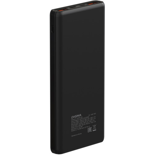 Мобильный аккумулятор Digma DGPF10C 10000mAh QC3.0/PD3.0 22.5W 3A 2xUSB-A/USB-C черный (DGPF10C22PBK)