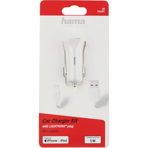 Автомобильное зар./устр. Hama H-183291 5W 1A для Apple белый (00183291)