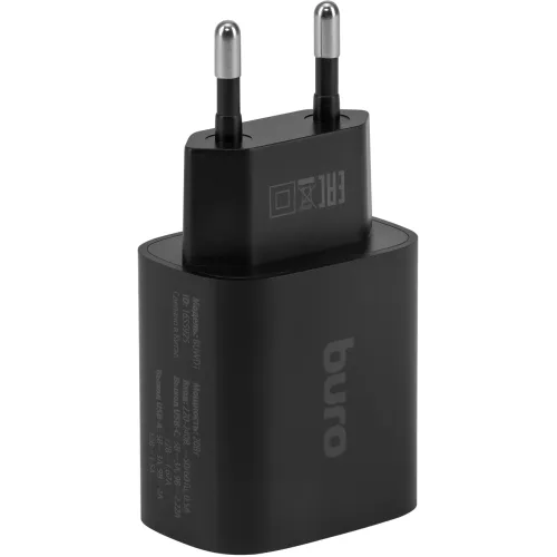 Сетевое зар./устр. Buro BUWD1 20W 3A (PD+QC) USB-C/USB-A универсальное черный (BUWD18P110BK)