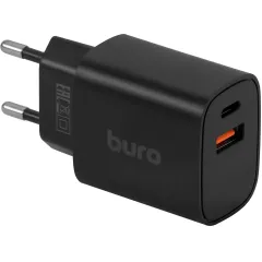 Сетевое зар./устр. Buro BUWD1 20W 3A (PD+QC) USB-C/USB-A универсальное черный (BUWD18P110BK)