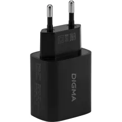 Сетевое зар./устр. Digma DGW2C 20W 3A (PD) USB-C универсальное черный (DGW2C0F010BK)