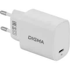 Сетевое зар./устр. Digma DGW2C 20W 3A (PD) USB-C универсальное белый (DGW2C0F010WH)