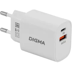 Сетевое зар./устр. Digma DGW3D 30W 3A (PD+QC) USB-C/USB-A универсальное белый (DGW3D0F110WH)