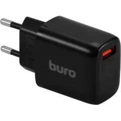 Сетевое зар./устр. Buro BUWG1 18W 3A (QC) USB-A универсальное черный (BUWG18P100BK)