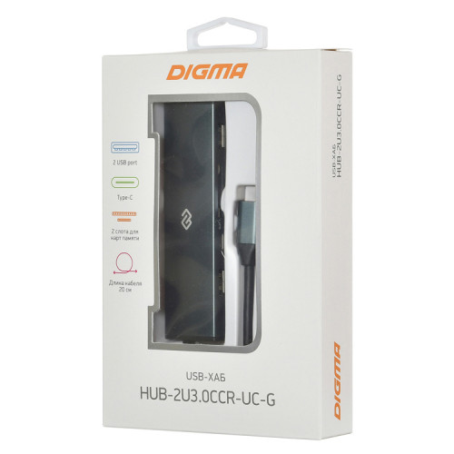 Стыковочная станция Digma HUB-2U3.0CCR-UC-G (HUB-2U3.0СCR-UC-G)