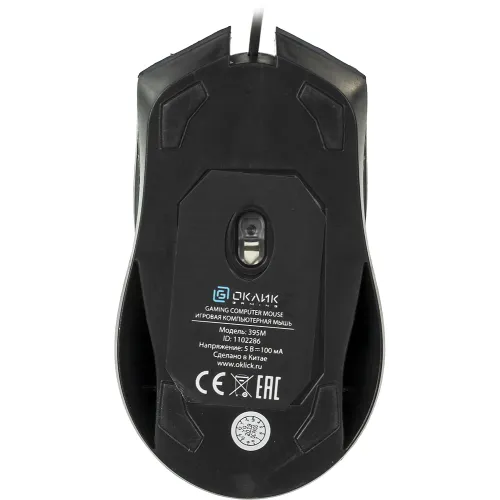 Мышь Оклик 395M SHADOW черный оптическая 1500dpi USB для ноутбука 3but (1102286)
