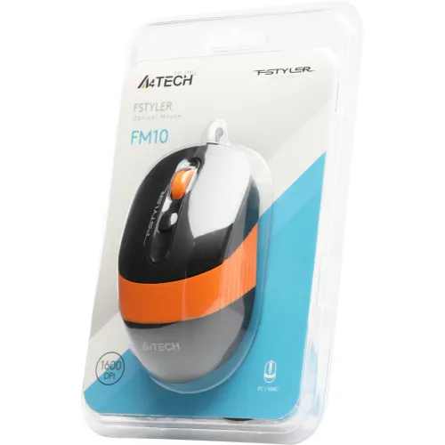 Мышь A4Tech Fstyler FM10 черный/оранжевый оптическая 1600dpi USB 4but (FM10 ORANGE)