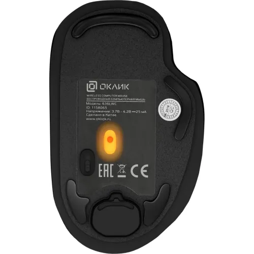 Мышь Оклик 636LWC черный оптическая 1600dpi беспров. USB/USB-C для ноутбука 6but (1158065)