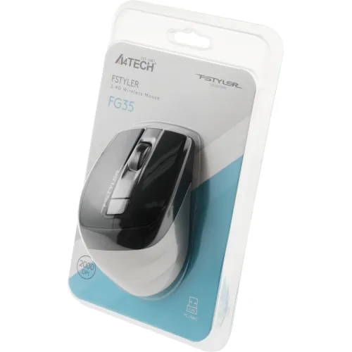 Мышь A4Tech Fstyler FG35 серый/черный оптическая 2000dpi беспров. USB 6but (FG35 GREY)