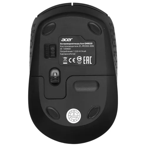 Мышь Acer OMR020 черный оптическая 1200dpi беспров. USB для ноутбука 3but (ZL.MCEEE.006)