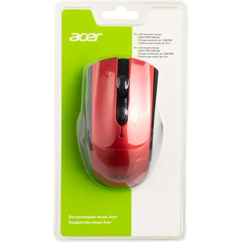 Мышь Acer OMR032 черный/красный оптическая 1600dpi беспров. USB 4but (ZL.MCEEE.009)
