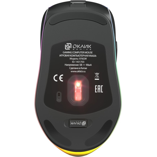 Мышь Оклик 976GW черный оптическая 3200dpi беспров. USB 6but (1431703)