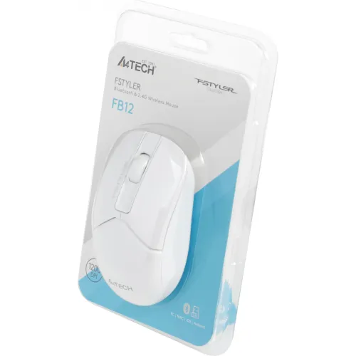 Мышь A4Tech Fstyler FB12 белый оптическая 1200dpi беспров. BT/Radio USB 3but (FB12 WHITE)