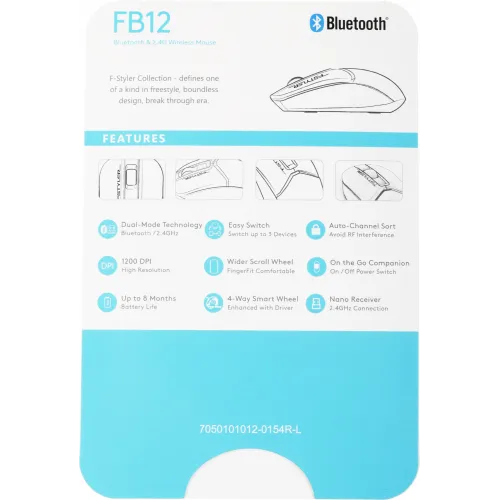 Мышь A4Tech Fstyler FB12 черный оптическая 1200dpi беспров. BT/Radio USB 3but (FB12 BLACK)