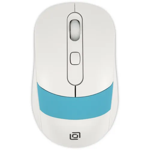 Мышь Оклик 310MW белый/синий оптическая 3200dpi беспров. USB для ноутбука 4but (1869094)