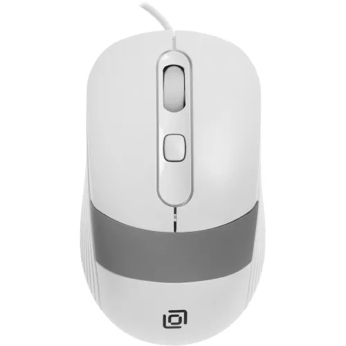 Мышь Оклик 310M белый/серый оптическая 2400dpi USB для ноутбука 4but (1869103)