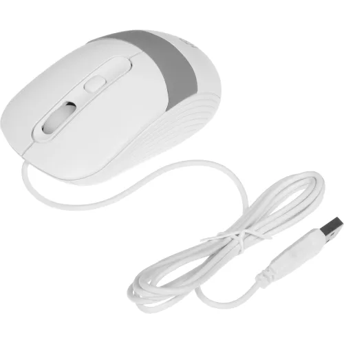 Мышь Оклик 310M белый/серый оптическая 2400dpi USB для ноутбука 4but (1869103)