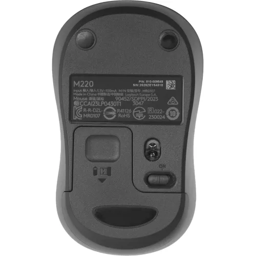 Мышь Logitech Silent M220 темно-серый/черный оптическая 1000dpi silent беспров. USB 2but (910-004895)