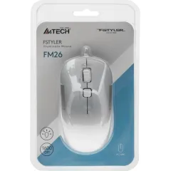 Мышь A4Tech Fstyler FM26 серебристый/белый оптическая 1600dpi USB для ноутбука 4but (FM26 USB (ICY WHITE))