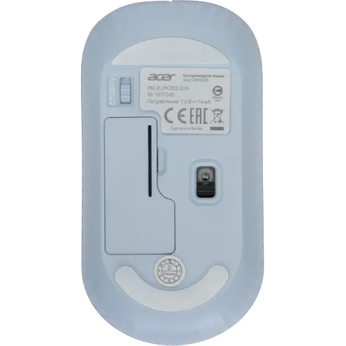 Мышь Acer OMR205 белый/голубой оптическая 1200dpi беспров. USB для ноутбука 3but (ZL.MCEEE.02H)
