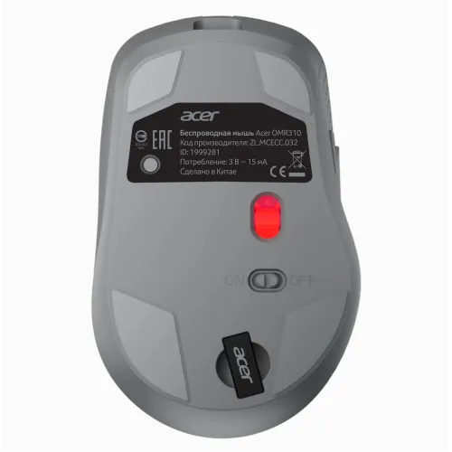 Мышь Acer OMR310 темно-серый оптическая 1600dpi беспров. BT/Radio USB 7but (ZL.MCECC.032)
