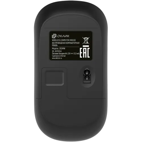 Мышь Оклик 202MW черный оптическая 1000dpi беспров. USB для ноутбука 3but (2070314)