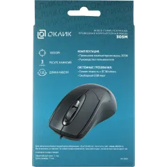 Мышь Оклик 305M черный оптическая 1000dpi USB 3but (412850)