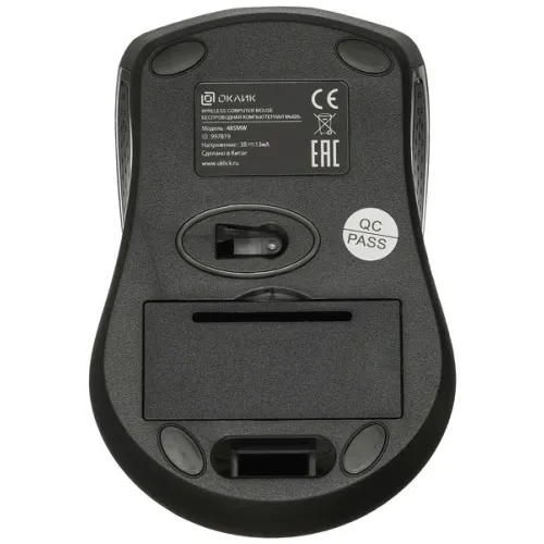 Мышь Оклик 485MW черный оптическая 1600dpi беспров. USB для ноутбука 3but (997819)