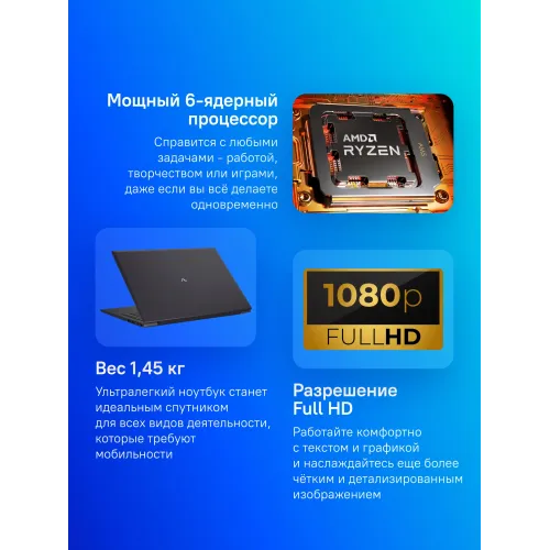 Ноутбук Maibenben S14A-R545UM Ryzen 5 Pro 4650U 8Gb SSD256Gb AMD Radeon Graphics 14" IPS FHD (1920x1080) Linux dk.blue WiFi BT Cam 5000mAh (S14A-R545UMA1SLURE0)