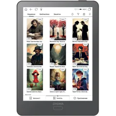 Электронная книга Digma P6 6" E-Ink Kaleido 3 1072x1448 Touch Screen 1.8Ghz 3072/32Gb/SD/microSDHC темно-серый