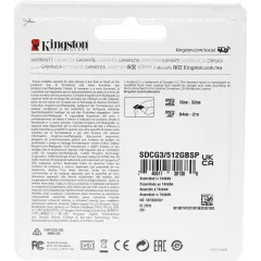 Флеш карта microSDXC 512GB Kingston SDCG3/512GBSP Canvas Go! Plus w/o adapter