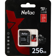 Флеш карта microSDXC 256GB Netac NT02P500PRO-256G-R P500 Extreme Pro + adapter