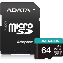 Флеш карта microSDXC 64GB A-Data AUSDX64GUI3V30SA2-RA1 Premier Pro + adapter