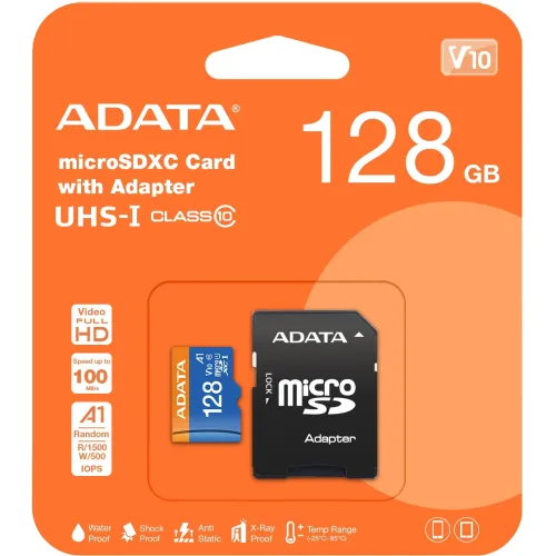 Флеш карта microSDXC 128GB A-Data AUSDX128GUICL10A1-RA1 Premier + adapter