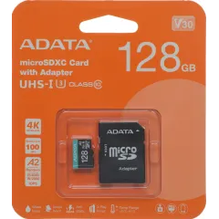 Флеш карта microSDXC 128GB A-Data AUSDX128GUI3V30SA2-RA1 Premier Pro + adapter