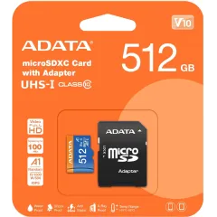 Флеш карта microSDXC 512GB A-Data AUSDX512GUICL10A1-RA1 Premier + adapter