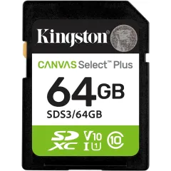 Флеш карта SDXC 64GB Kingston SDS3/64GB Canvas Select Plus V10 w/o adapter