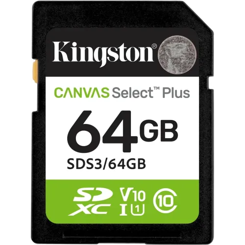 Флеш карта SDXC 64GB Kingston SDS3/64GB Canvas Select Plus V10 w/o adapter
