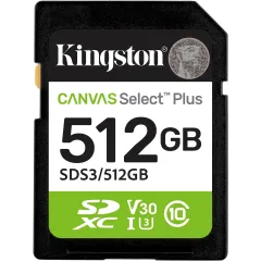 Флеш карта SDXC 512GB Kingston SDS3/512GB Canvas Select Plus V10 w/o adapter