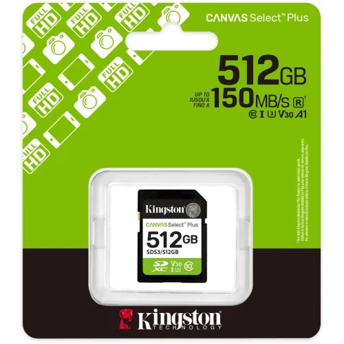 Флеш карта SDXC 512GB Kingston SDS3/512GB Canvas Select Plus V10 w/o adapter