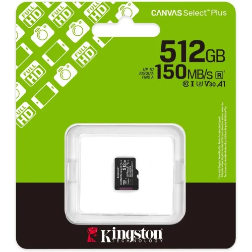 Флеш карта microSDXC 512GB Kingston SDCS3/512GBSP Canvas Select Plus V30 A1 w/o adapter