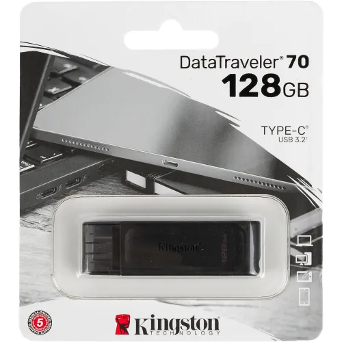 Флеш Диск Kingston 128GB DataTraveler 70 Type-C DT70/128GB USB3.0 черный