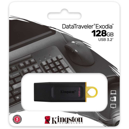 Флеш Диск Kingston 128GB DataTraveler Exodia DTX/128GB USB3.2 черный/желтый