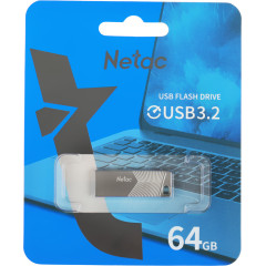 Флеш Диск Netac 64Gb UM1 NT03UM1N-064G-32PN USB3.2 серебристый